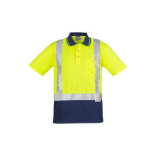 Reflective Two Tone Polo Shirt with Short Sleeve